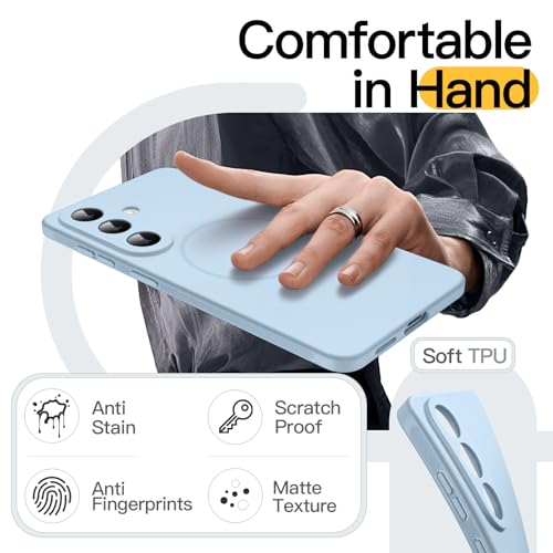 Image of JETech Slim Cover Case for Samsung Galaxy S26, Compatible with MagSafe, Anti-Slip Grip & Full Camera Lens Protection, Soft TPU Protective Phone Cover, Shockproof (Sky Blue)