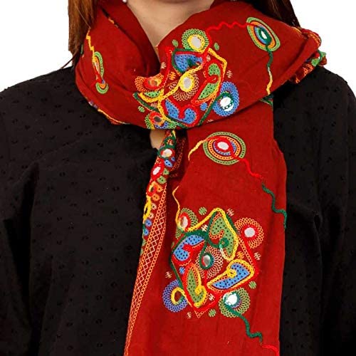 Designer Cotton Heavy Embroidered Paper Mirrorwork Indian Dupatta For Woman Festive Wear Casual Party Occasion Chunni4