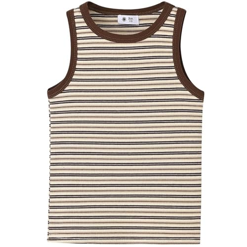 sfdgfhyf Retro Striped Camisole Small Vest Spring Summer Autumn Comfortable Sleeveless Top Small Kids Shirts