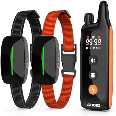 Dog Shock Collar 2 Dogs: 3300FT Dog Training Collar with Remote Waterproof Rechargeable Collar for Large Medium Small Dog 10 15 20 30 40 50 60 80 100 lbs No Bark Beep Vibration Breed Collars