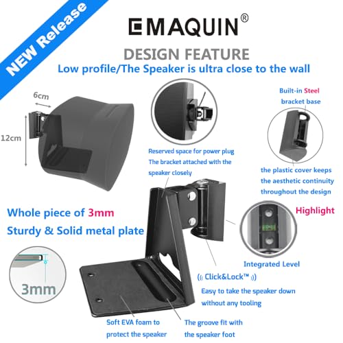 Image of Wall Mount Bracket for Sonos Era 300 Speaker (Swivel and Tilt,Easy to intall,Compatible with Sonos Era 300,Single pc, Black)