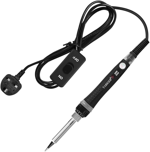 Tabiger Soldering Iron, Adjustable Temperature 60W Soldering Iron Gun with ON/Off Switch Portable Electric Welding Iron Pen, UK Plug, 200-450, Power Indicator Light, 1.6m Cable