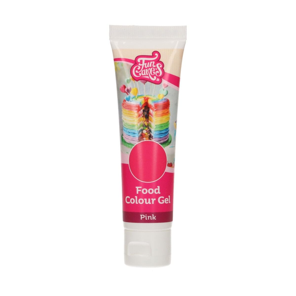 FunCakes Food Colour Gel Pink: Highly Concentrated Food Colouring for Batter, Cream, Fondant, Marzipan, Dough. Single Drips to Create Vibrant Colours. Halal. 30 g.