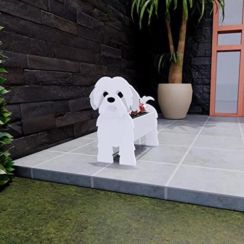 LIBOOI Dog Planter,Animal Flower Planter Pot Outdoor Plants,Shih Tzu Gifts Dog Lovers,Handmade Storage Container Planters Garden Decor Cactus Office Home Gifts,27 x 17.5 cm (UKBT-221123GW02-15-WQW) - Image 2