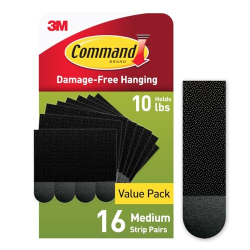 Command 10 lb Medium Picture Hanging Strips 16 Pairs (32 Command Strips), Damage-Free Hanging Picture Hangers, No Tools Great for Home Decor, Black Adhesive