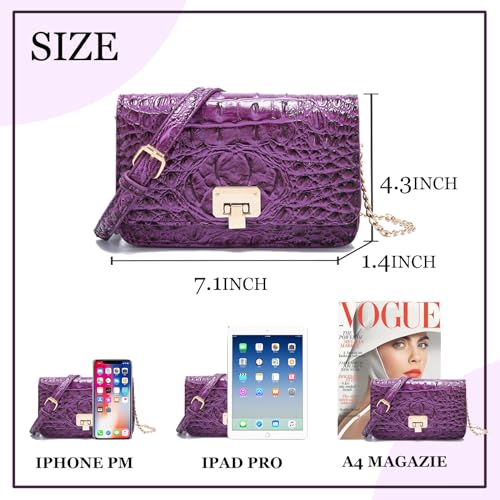 Image of Makcr Joacbv Small Crocodile Crossbody Cell Phone Purse for women Vegan Leather Clutch Wallet with Leather Shoulder Strap | Small