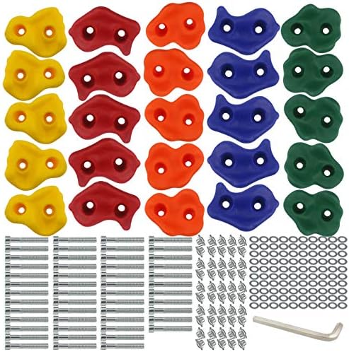Ogrmar 25 PCS Rock Climbing Holds Set with Mounting Screws and Hardware for DIY Kids Indoor and Outdoor Play Set Use White