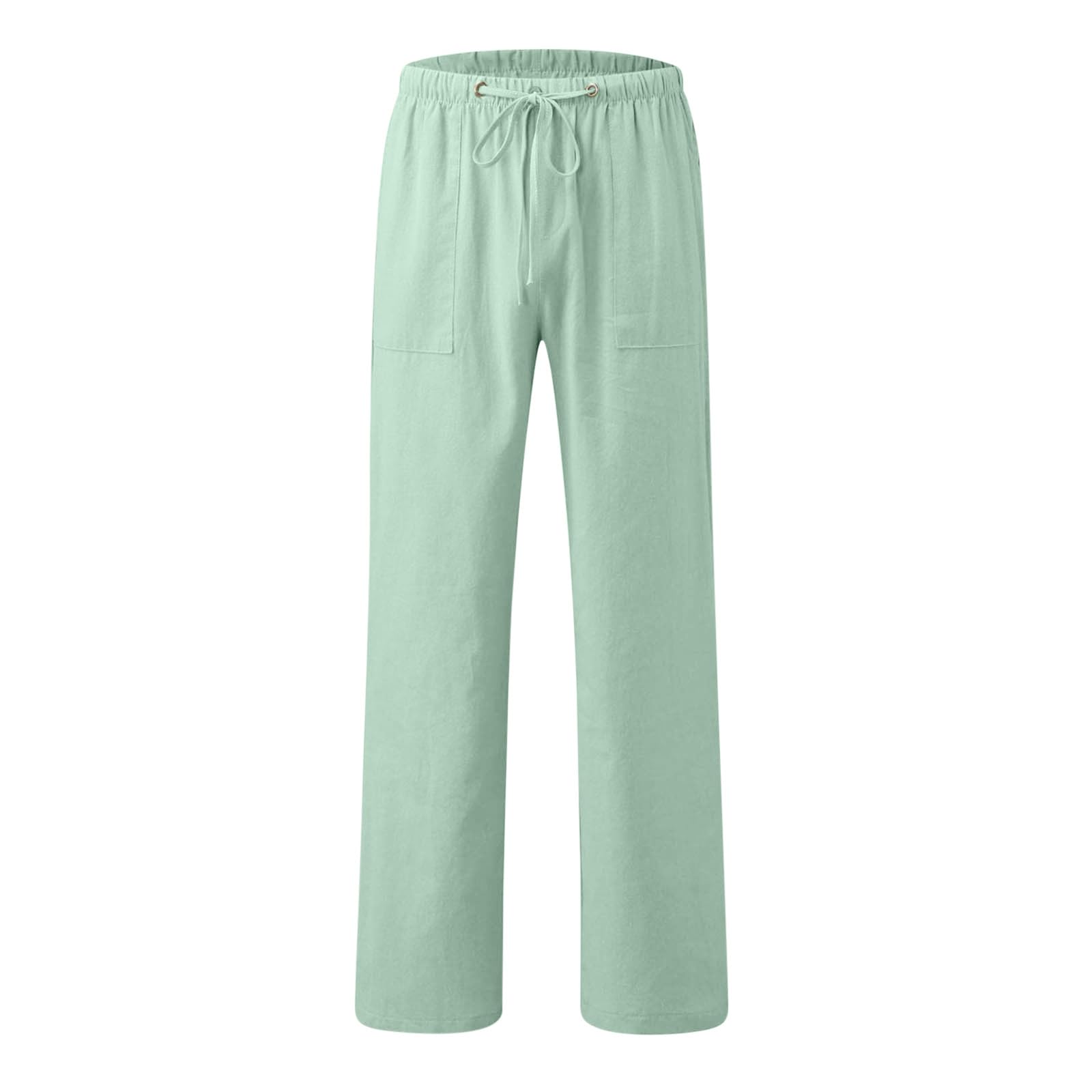 Pantalon Lin Homme Taille Elastique Tendance 2025 Pantalons Hommes Lin Et Coton Décontracté Pantalon Toile Été Pant Yoga Léger Taille Elastique Coupe Droite avec Cordon de Serrage Vêtement Pas Cher