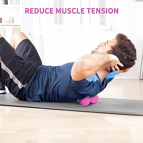 Image of 5BILLION Peanut Massage Ball - Double Lacrosse Massage Ball & Mobility Ball for Physical Therapy, Deep Tissue Massage Tool for Myofascial Release, Muscle Relaxer, Pink