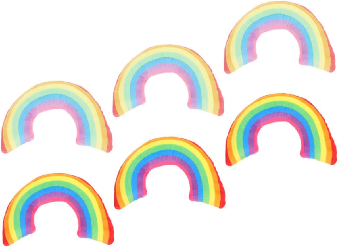 6Pcs U Shaped Cat Pillow Soft Neck Support for Relaxation Sleeping Washable Cat Rainbow Design for Indoor and Outdoor Use