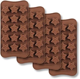 homEdge 15-Cavity Star Shaped Chocolate Mold, Set of 4PCS Non Stick Food Grade Silicone Mold for Candy Chocolate Jelly, Ice Cube