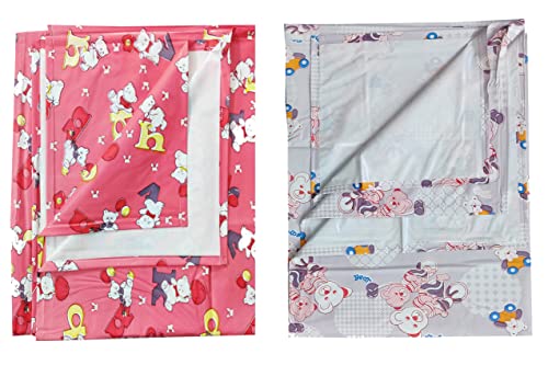 Image of EcoSoft Plastic Sheet,PVC Sheet for Kids,Rubber Sheet for Babies,Bed Wetting Protector(90 x 135 cm) (Alphabet Pink & Bear Purple)