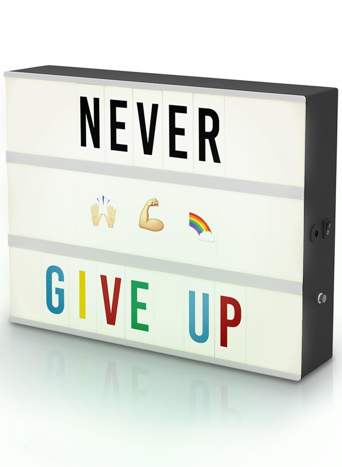 Cinema Light Box with Letters – Color Changing Marquee Light Box with 386 Black & Color Letters & Emoji - Premium Light Up Letter Board – 16 Dimmable Remote-Controlled Colored Options