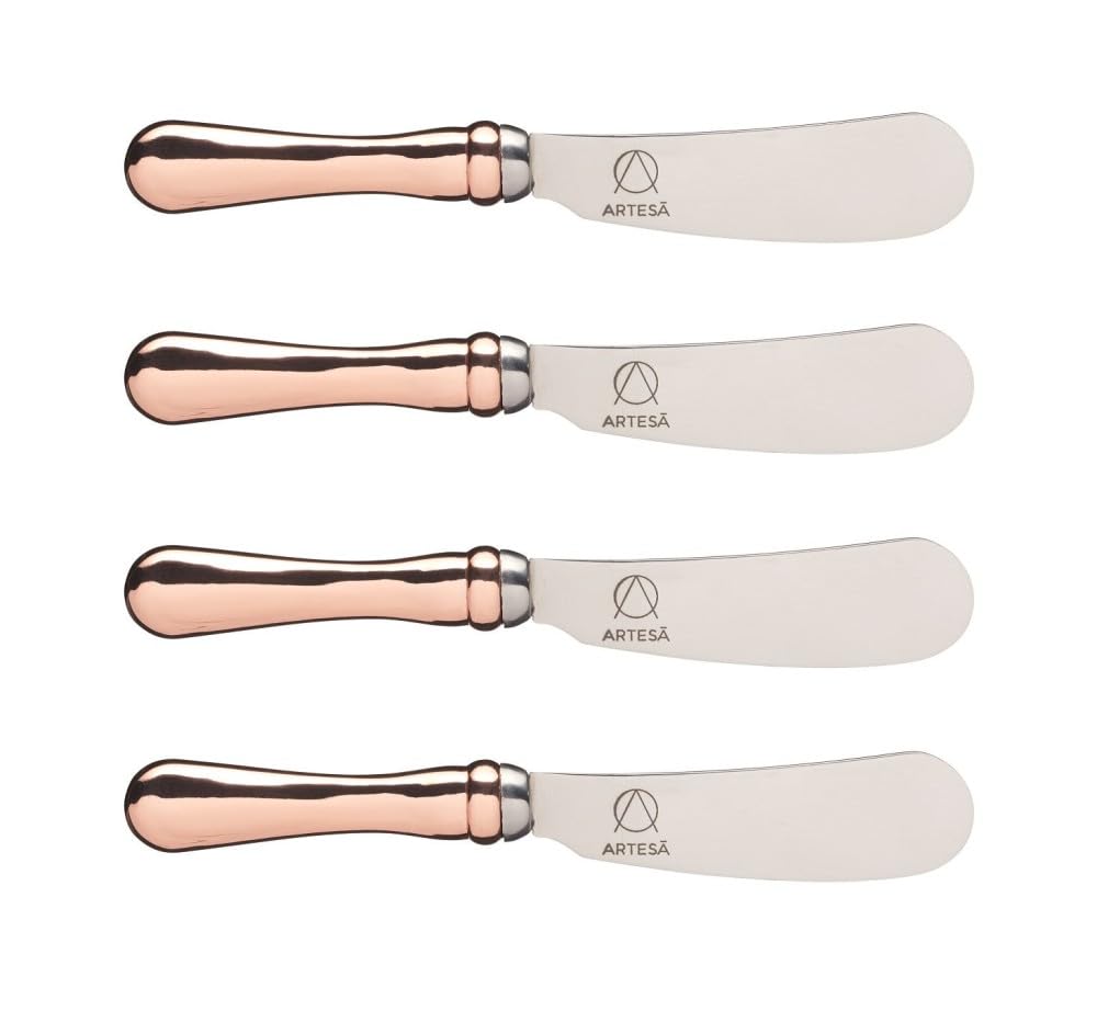 Artesà Ensemble de couteaux à beurre avec poignées en or rose, paquet de 4
