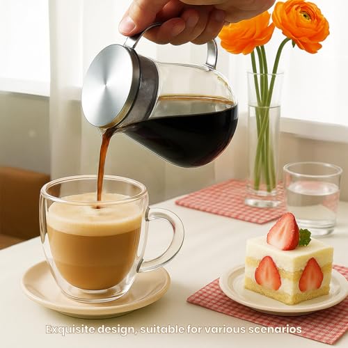 Miniatura 4 de Taza De Café De Doble Pared Con Asa, Tazas De Café De Vidrio Aislado De 150 Ml, Buena Para Capuchino, Café Con Leche Y Té, Para Ir A La Universidad, Regalo Para Hombres O Mujeres