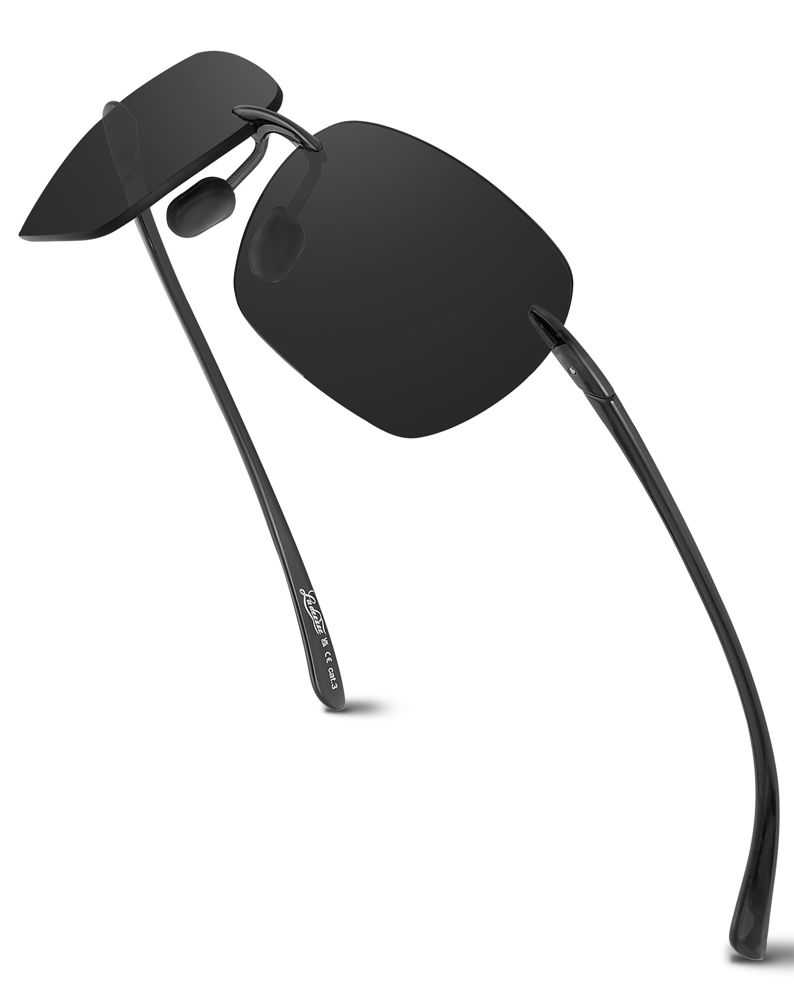 LADEESSE Sunglasses Men - Rimless Square Polarized Sunglasses - Lightweight TR90 Frame Sun Glasses with UV Protection