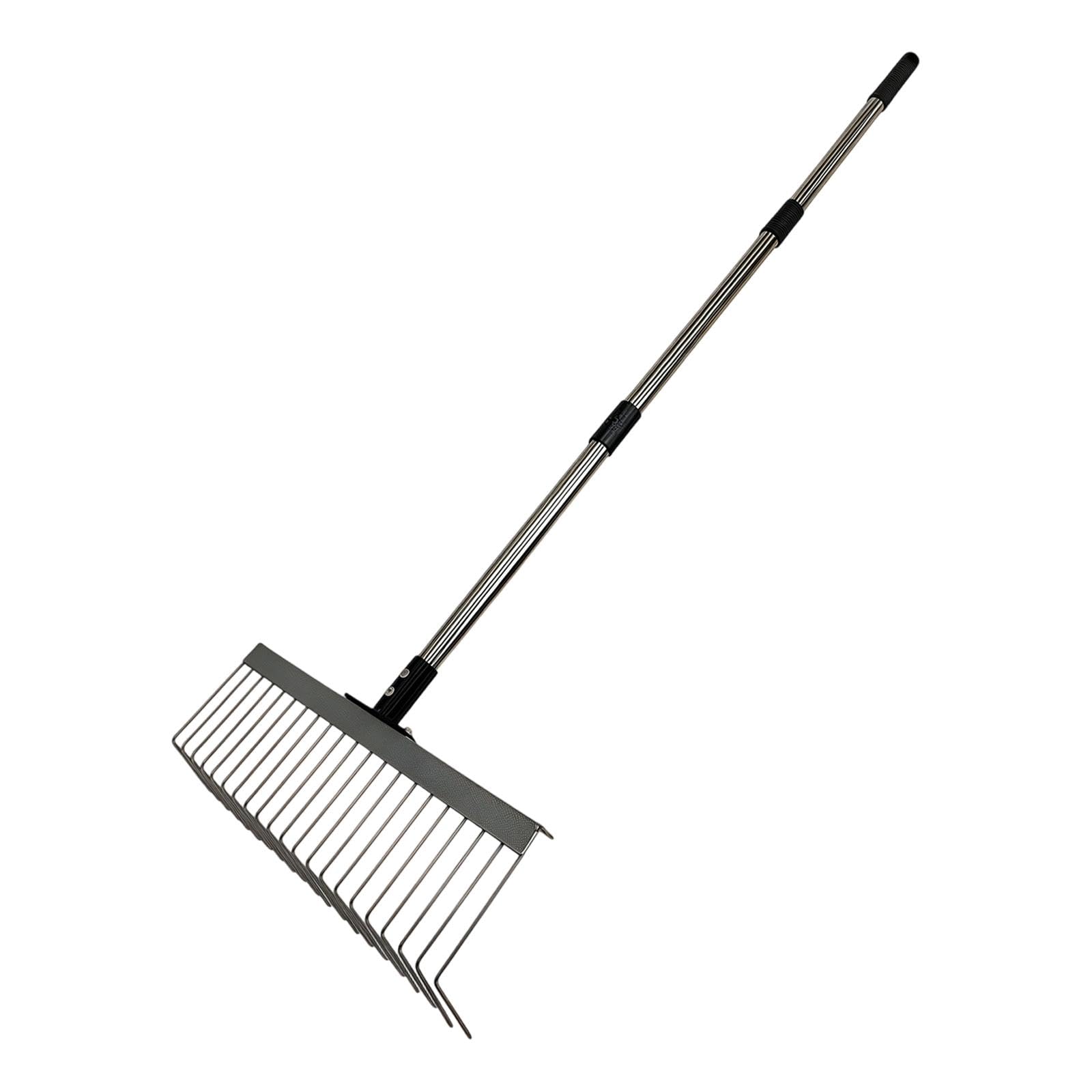 Rastrello per Foglie da Giardino con 21 Denti, Forma di L, Versatile, Professionale, per Aiuole, Asta in Metallo Regolabile, 40, 125 Cm 3 Sezioni