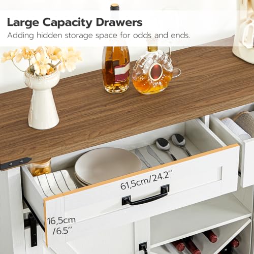 Coffee-Bar-Cabinet-with-Power-Outlet-54-Wine-Bar-Cabinet-with-Storage-Farmhouse-Buffet-Cabinet-Kitchen-Buffet-Cabinet-with-Drawers-Sliding-Barn-Doors-White-and-Walnut-WH72UJG01 Coffee Bar Cabinet with Power Outlet 54 Wine Bar Cabinet with Storage Farmhouse Buffet Cabinet Kitchen Buffet Cabinet with Drawers Sliding Barn Doors White and Walnut WH72UJG01