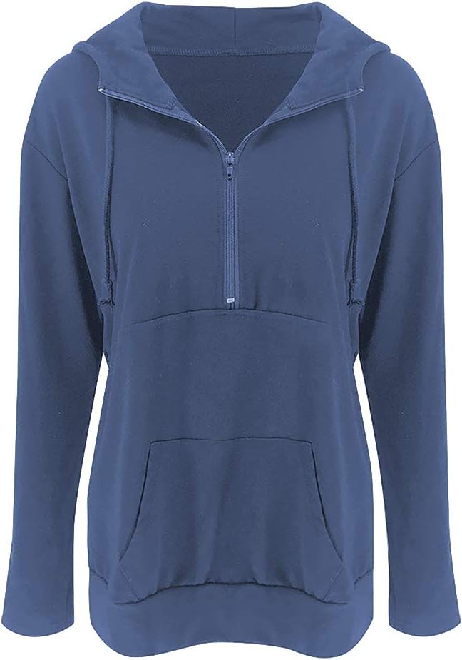 Fallorchid Womens Long Sleeve Tops Quarter zip Pullover Hoodies Casual Sweatshirts with Pocket - Image 4