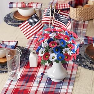 Independence day artificial daisy flowers patriotic memorial flowers red white and blue faux flower with 4th of july decorations for cemetery memorial day independence day home wedding party  urban country home decor