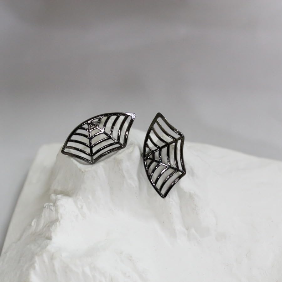 Gothic Spider Web Earrings for Women Goth Witch Spider Web Cartilage Stud Earring Funny Spider Helix Piercing Jewelry Halloween Cosplay Witch Piercing Earring Costumes Accessories - Image 6