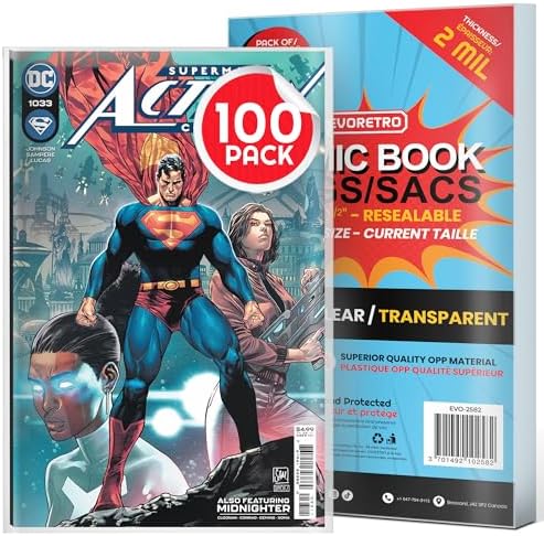 Comic Bags Current Size - 100 Pack Polypropylene Protective Sleeves | 175x269mm | Crystal Clear