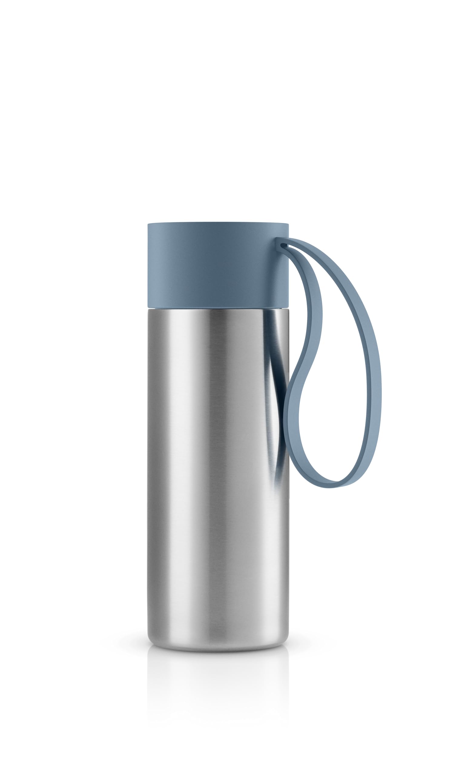 Eva Solo Dusty Blue | To Go Cup 0.35 L | Double-Walled Thermo Cup With Vacuum Insulation | Stylish Danish Design With Practical Easy Grab Strap & Click Lid |
