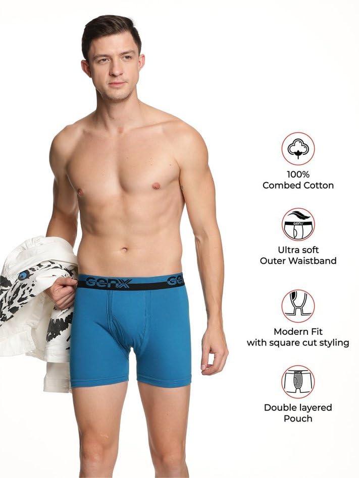 Image of Genx Jazz Men's Trunk - 100% Combed Cotton, Vibrant Colors, Trendy, Comfortable, Perfect fir Underwear(Pack of 2)(Color May Vary)