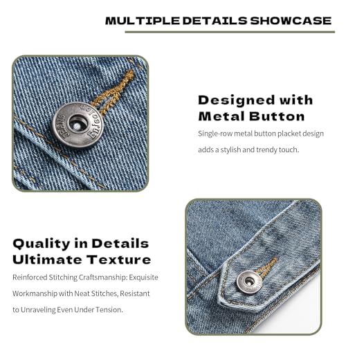 Image of Denim Jacket Men Vintage Autumn and Winter Tops Mens Denim Trucker Jacket