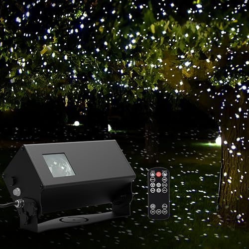 Image of Outdoor Star Lights Projector, AIRIVO White Laser Fairy Lights Projector, Christmas Snowflake Projector 3 Lighting Modes Garden Light with Remote Control for Home, Patio,Landscape