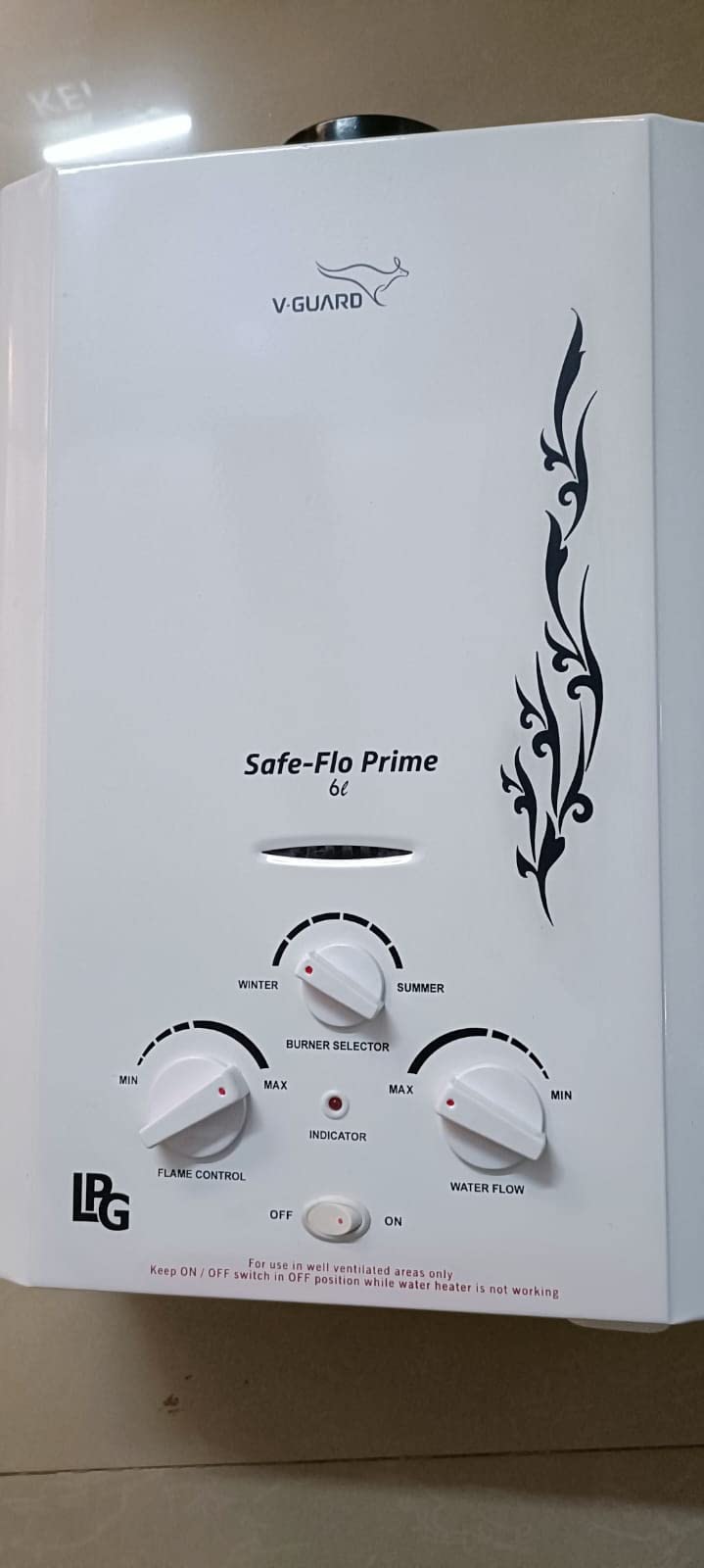 Buy V-Guard Safeflo Prime 6Lit LPG Gas Geyser | Non storage water heater |  Flow Technology | 6Ltr Capacity | 2 Yr Warranty | Wall Mounting |(White)  Online at Low Prices in India - Amazon.in