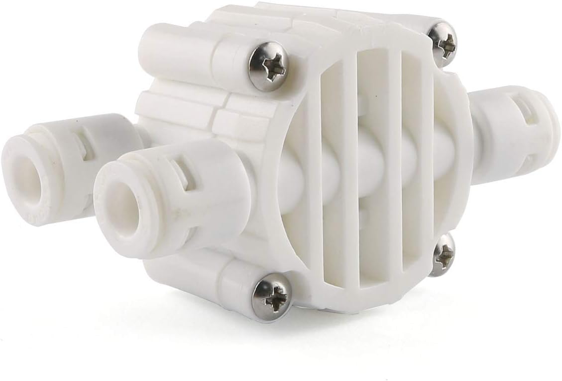 E-outstanding 1/4 Inch Push-Fit 4-Way Automatic Shut-Off Valve with Quick-Connect Fittings for Water Purifier Reverse Osmosis System