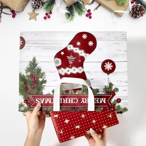 STYPOP 12 Pack 17" Extra Large Christmas Gift Bags, Reusable Non-Woven Christmas Tote Bags with Handles, Perfect for Gift Wrap/Party Favor Supplies, 16.9 * 12.6 * 6.8" - image 6