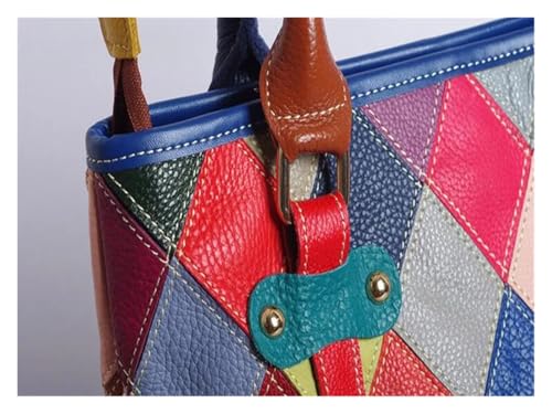 Sac en cuir patchwork de luxe à haut-poignée et finitions artisanales