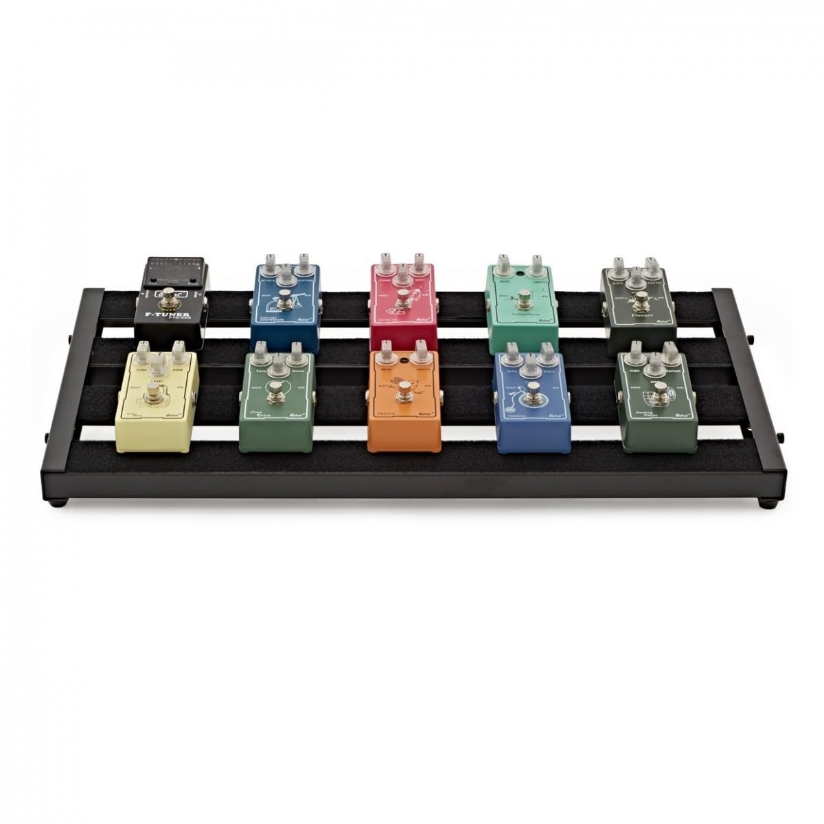 Gear4music Tabla Pedales Efectos Guitarra 61,5x31cm con Bolsa | 61,5x31cm con Diseño de 4 Rieles, Construcción de Acero Robusta y Duradera, Patas de Goma Antideslizantes, Bolsa