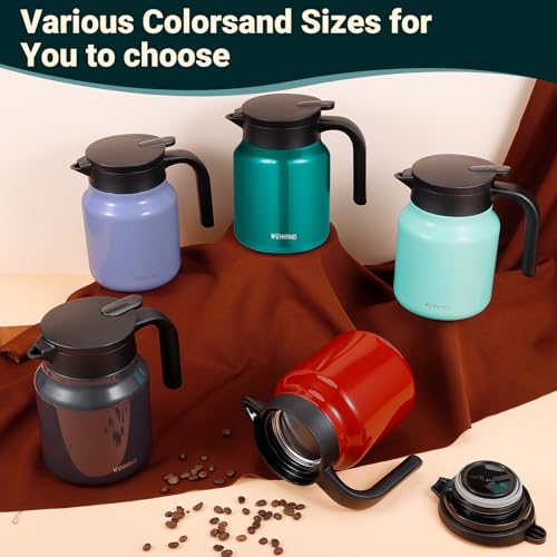 Image of Insulated Coffee Carafe, 34 oz, Keeps Hot for 12H, Agave Teal | Thermal Carafe, One-Hand Pour, Leakproof Lid, Anti-Slip Base for Personal Use