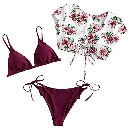 ZAFUL Gepolsterte Bikini Set, Tie-Dye-Druck Spitze Dreieck Cup + Weste...