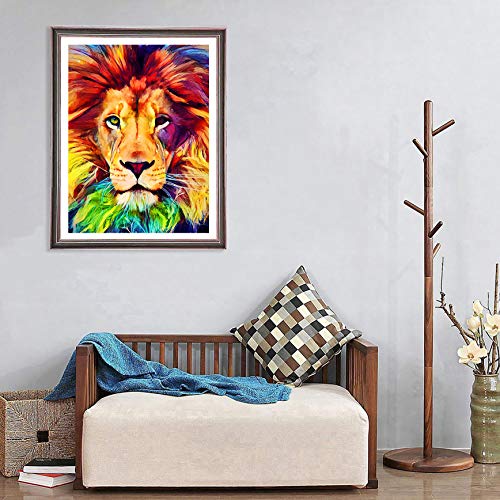 Ginfonr DIY Diamond Painting Kits Leeuw Kleurrijk for Adults, 5D Diamant Schilderij Dierlijke kleur Art Rhinestone… - Image 4