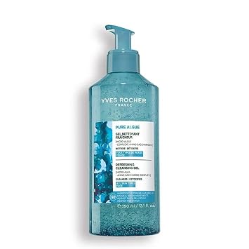 Yves Rocher Pure Algue Hydra Vegetal Cleansing Gel Daily Face Wash with Organic Microalgae Extract Gently Removes Impurities, Moisturizes, Oxygenates & Refreshes Skin 390 ml/13.1oz
