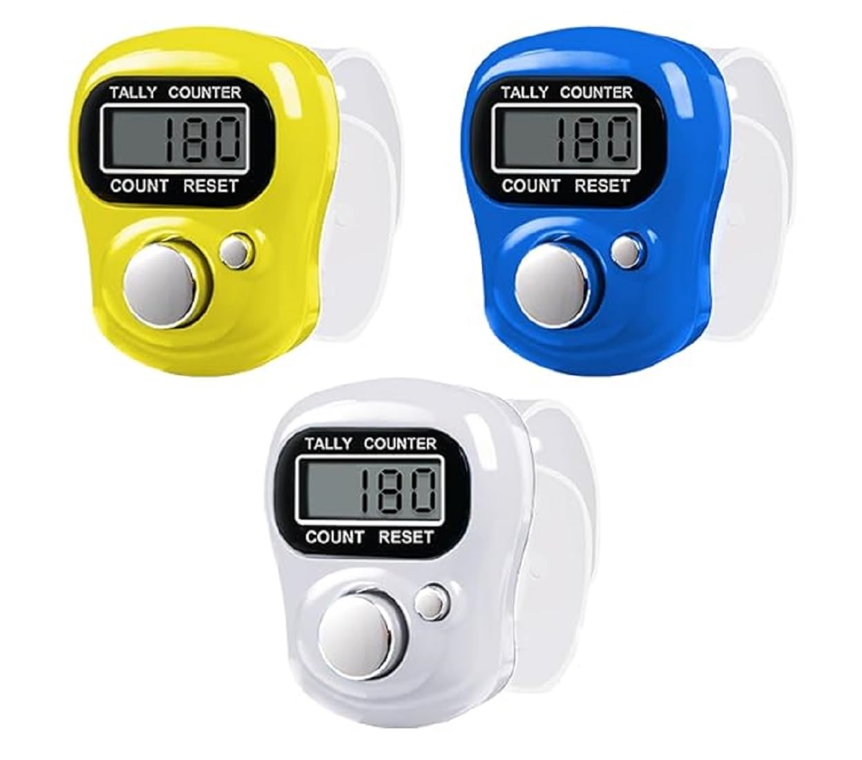 CAPITEUM Digital Finger Tally Counter | LED Display | Adjustable Strap | Manual Click Counter for Prayer, Tasbeeh, Exercise & Counting – Pack of 3 (Multicolor) (Pack of 3)-image-9
