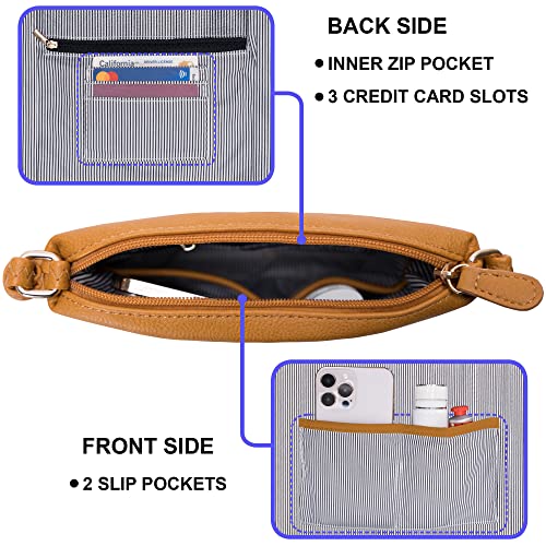 Image of Solene Small Multi Zipper Pocket Crossbody Bag with Adjustable Strap, Lightweight Travel Purse, Daily Small Messenger Pouch