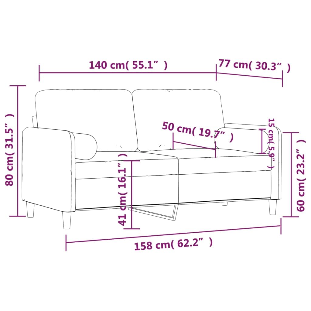 vidaXL Sofá de 2 Plazas con Cojines, Asiento con Respaldo Reposabrazos, Sofá Tapizado de Televisión, Asiento para Salón, Terciopelo Negro