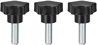 Tool parts 3 Pcs Star Knobs Grips M12 x 40mm Male Thread Steel Zinc Stud Black PP