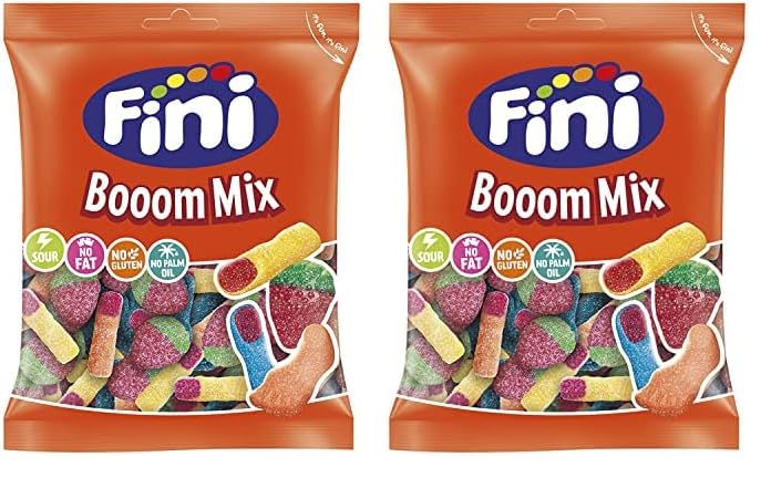 Fini Sour Booom Mix | Gominolas Ácidas | Dulces Surtidos de Caramelos de Goma Pica | Golosinas y Chuches para Cumpleaños, Navidad, Halloween - Bolsa 500 gr (Paquete de 2)