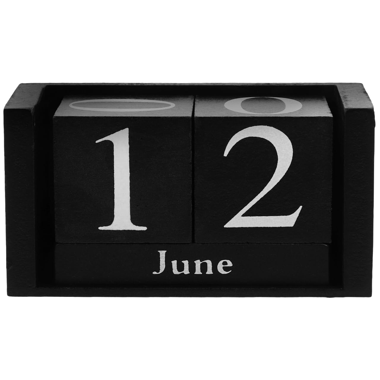 NUOBESTY Wooden Desktop Decoration - Vintage Perpetual Calendar with Black Wood Finish for Home and Office Display Elegant Block Design for Daily Use and Festive Occasions