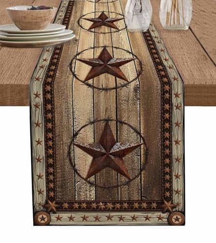 Western Farmhouse Table Runner, Washable Cotton Linen Table 