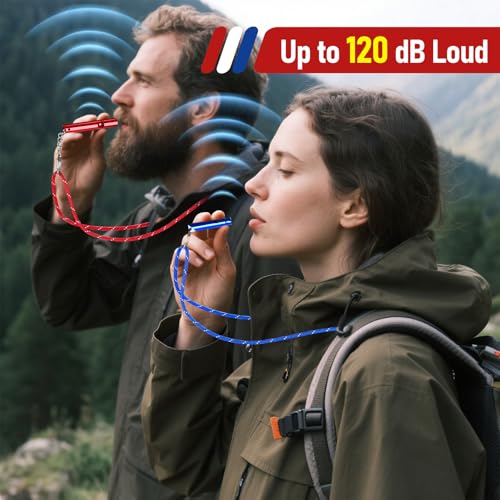 Emergency Whistle Set – 6 Aluminum Whistles, 3 Paracord Lanyards, 3 Carabiners for Camping, Hiking, Fishing, Hunting & Survival. Loud Safety Rescue Signaling for Marine Boat Lifeguard - Image 4