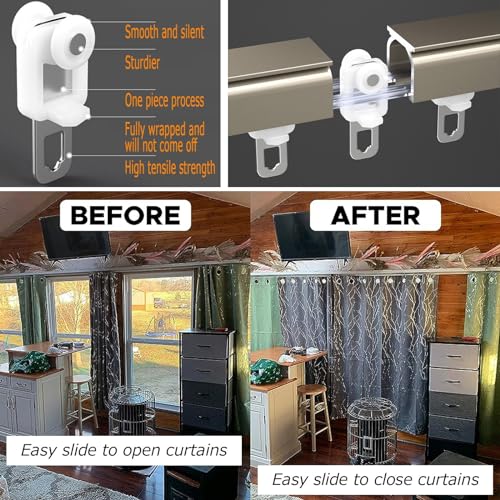Juego de rieles de cortina de aluminio ajustables para montaje en techo o pared, ligeros y guías para apoyar paneles de cortina y separadores de habitaciones