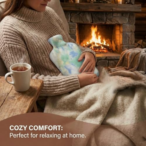 Image of Hot Water Bag with Soft Plush Cover 2000ml, Medical-Grade Silicone Hot & Cold Therapy Hot Water Bottle for Period Cramps, Back Pain, Muscle Aches & Body Relaxation & Comfort (Pastel Ombre)