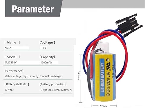 Miniatura 3 de Paquete de 10 baterías ER17330V/3.6V A6BAT MR-BAT ER17330 tamaño 2/3A PLC batería de litio con enchufe para servo controlador de la serie ANS